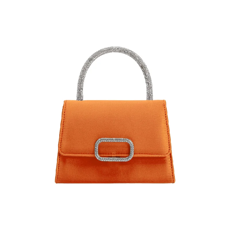 Sadie Orange Satin Top Handle Bag