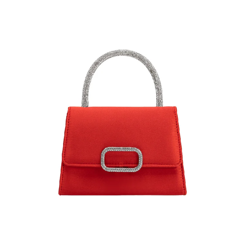 Sadie Red Satin Top Handle Bag