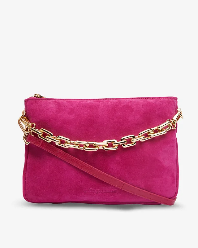 Samantha Crossbody - Hot Pink Suede