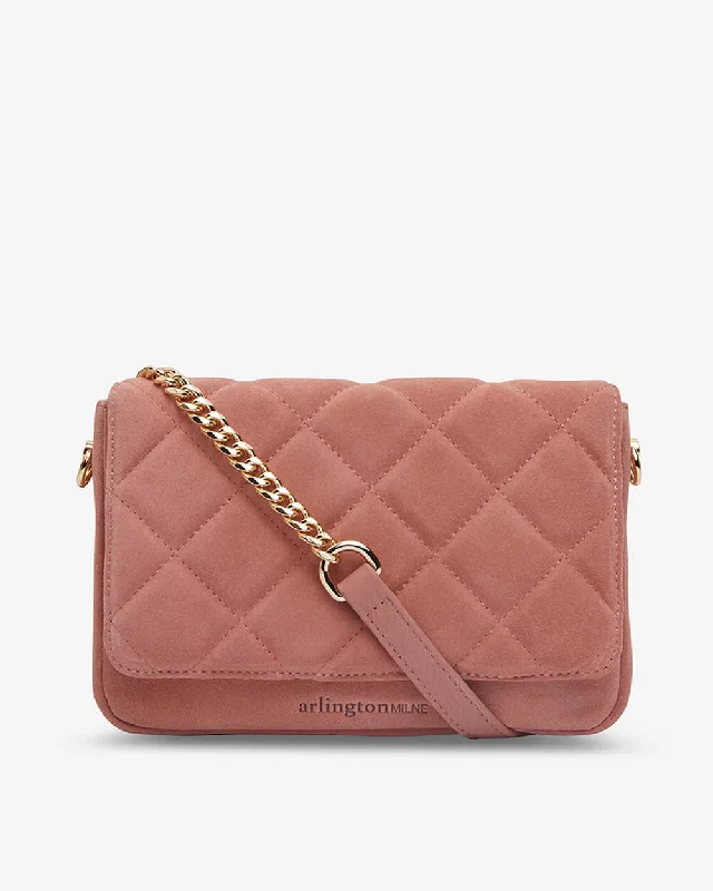 Sarah Crossbody - Dusty Pink Suede