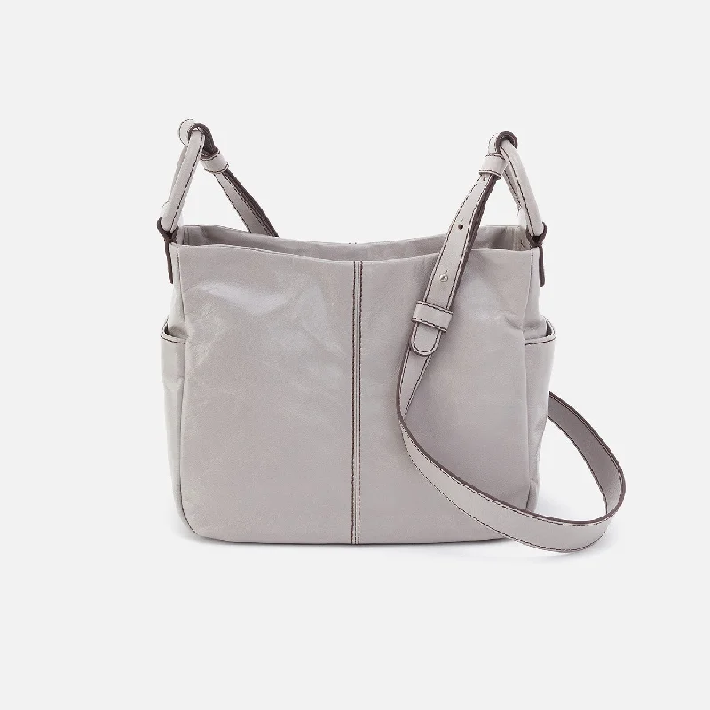 Sheila Crossbody In Polished Leather - Light Grey