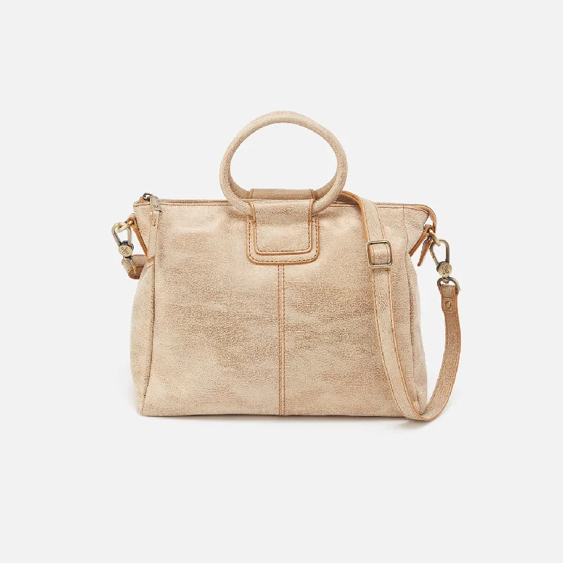 Sheila Medium Satchel In Metallic Leather - Gold Leaf