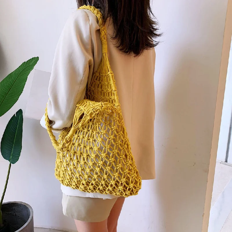 Woven Shoulder Bag Solid Color Handbag Woven Bags