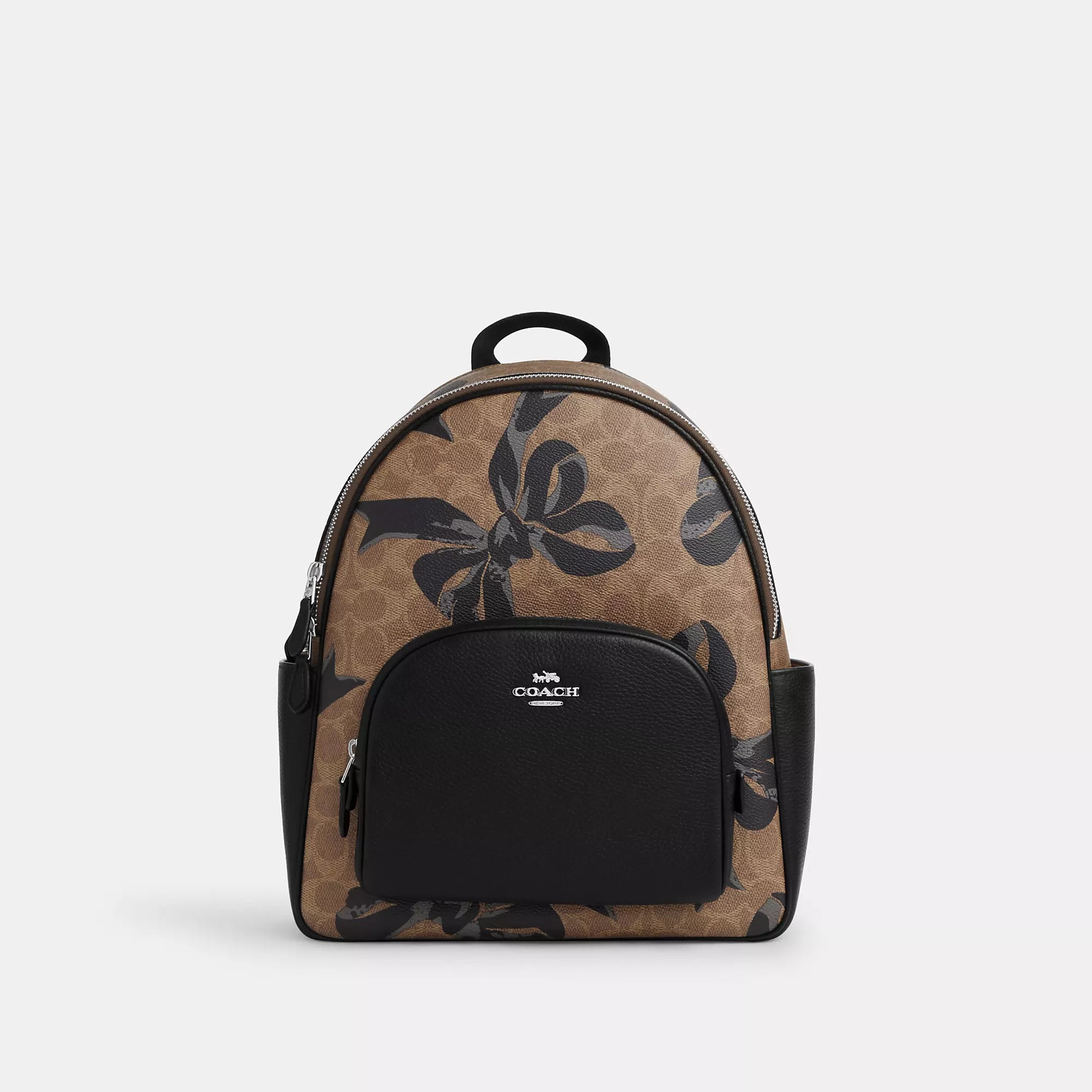 Coach Outlet Court Backpack In Signature Canvas With Bow Print