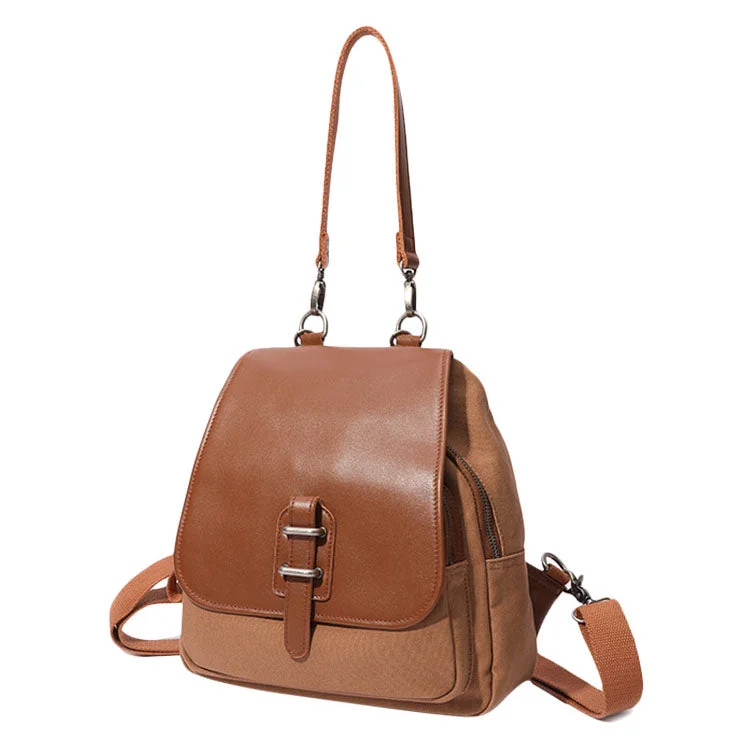 Chic Womens Small Canvas Leather Handbags Rucksack Backpack Purse  for Women